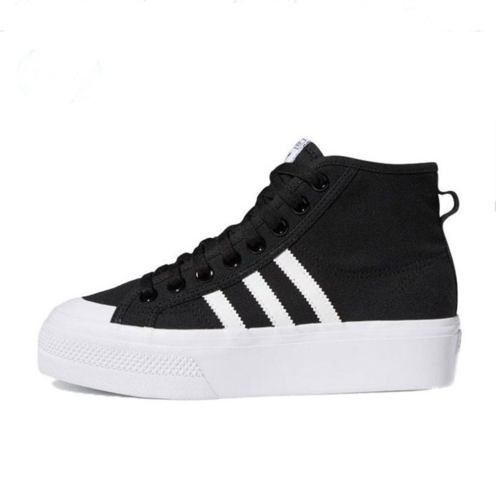 Adidas Nizza Platform Mid Core Black White Canvas Sneakers Women’s Size 6 FY2783